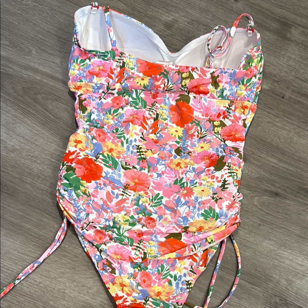 Joules Pink and Red One Piece Swimsuit with Adjustable Straps - Picture 3 of 3